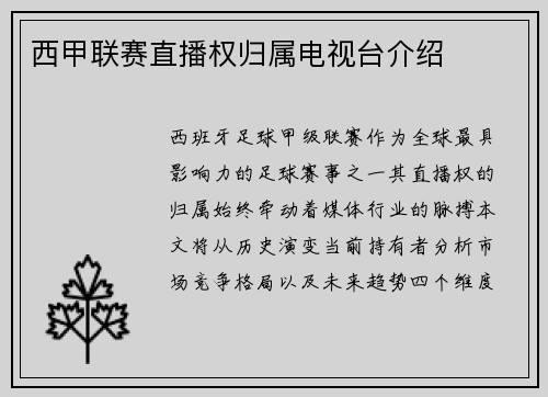 西甲联赛直播权归属电视台介绍